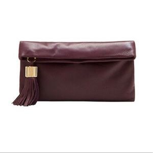 India Hicks Leather Tassel Clutch